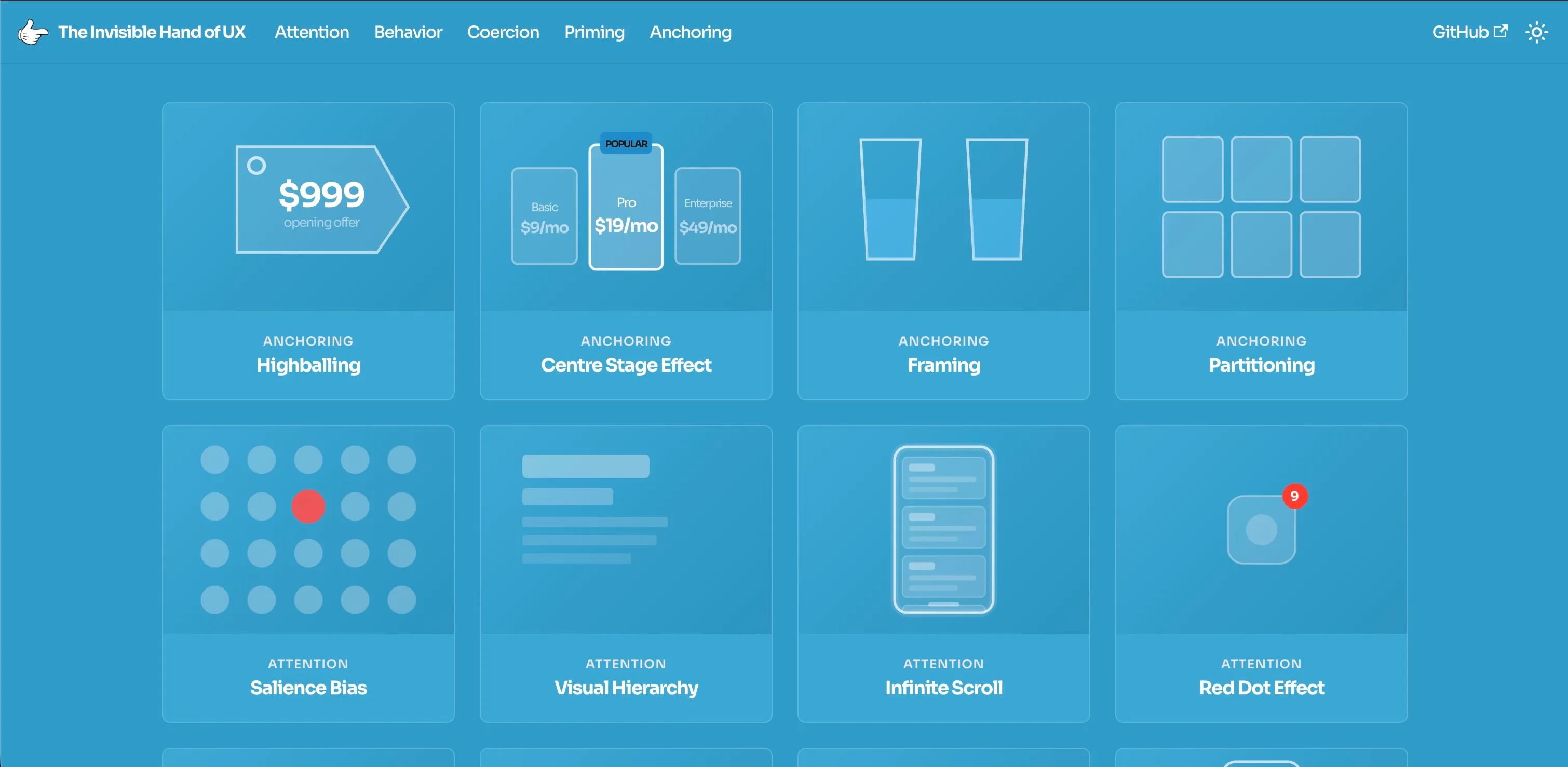 The initial landing page design — first screen