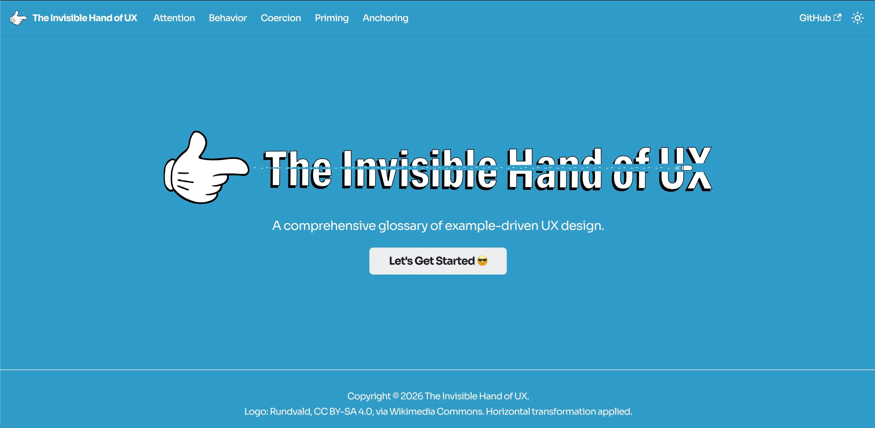 The initial landing page design — first screen