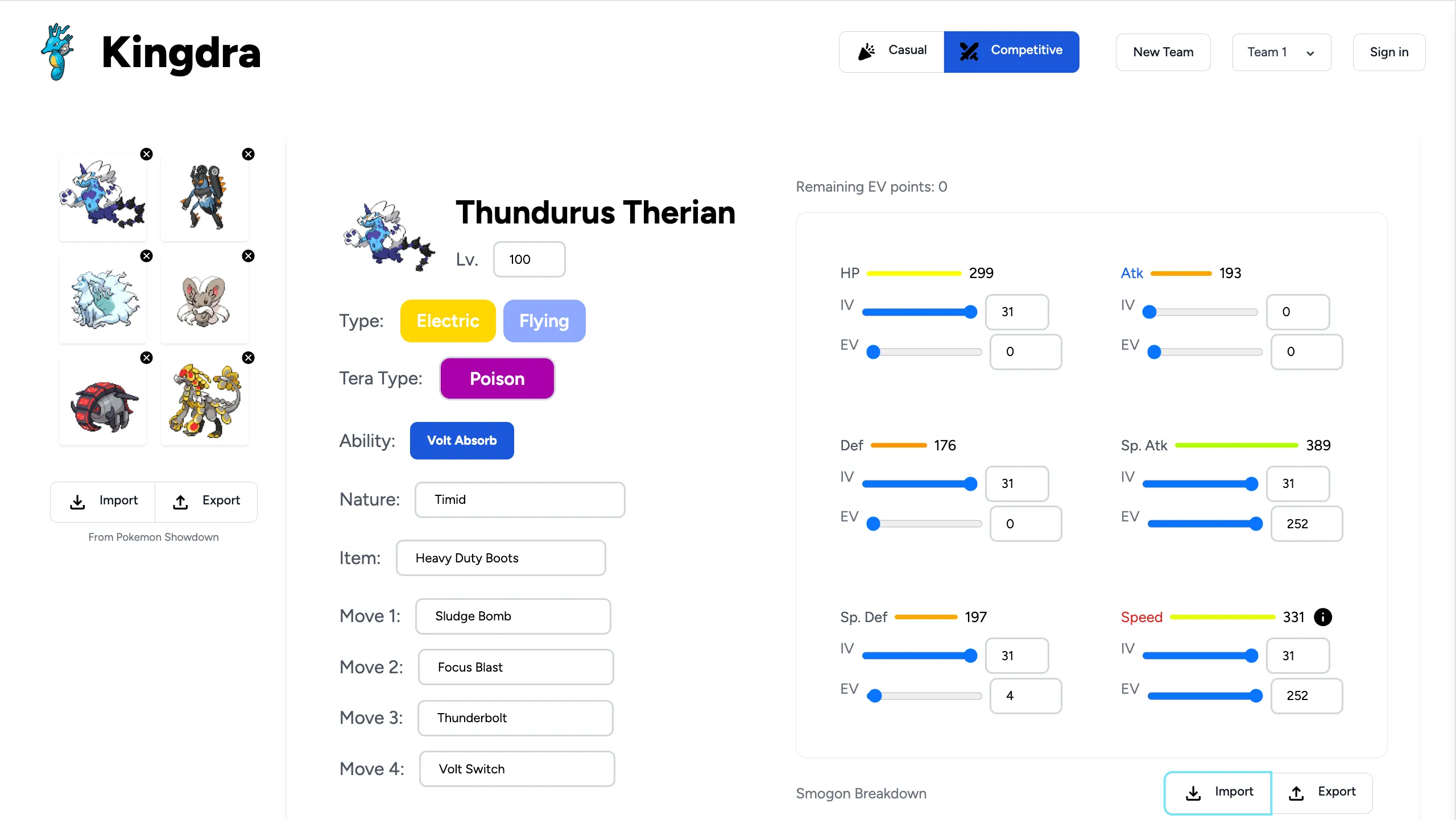 Kingdra Teambuilder