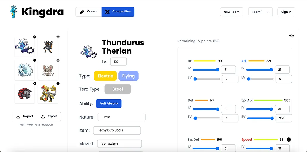 Kingdra Teambuilder